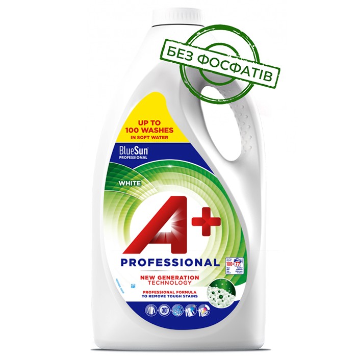 Гель для стирки A+ Professional White для белого белья, 5.005 л (100 стирок) - 